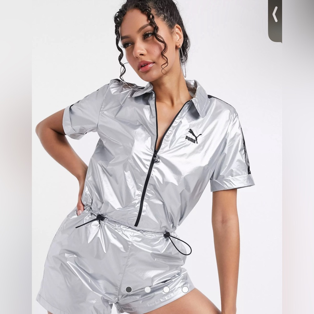 NWT Limited Edition Puma Romper in Metallic Silver